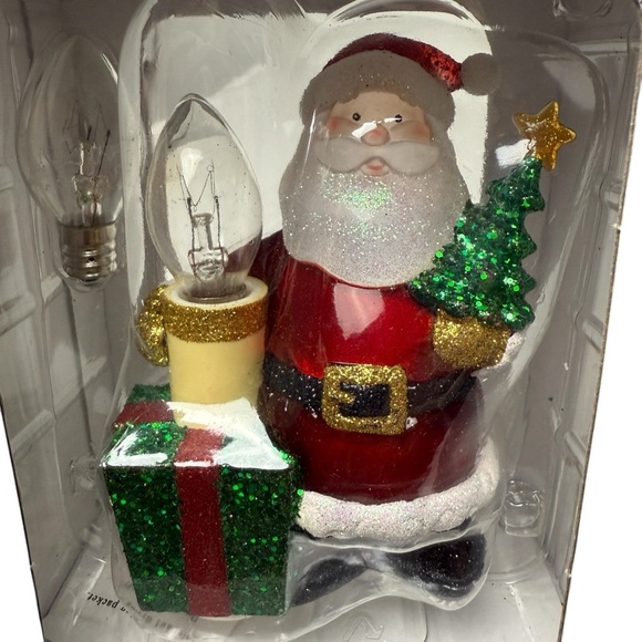 2 Nightlights Christmas Night Light Set Santa Claus Fireplace Plug Ins Winter - Picture 12 of 12